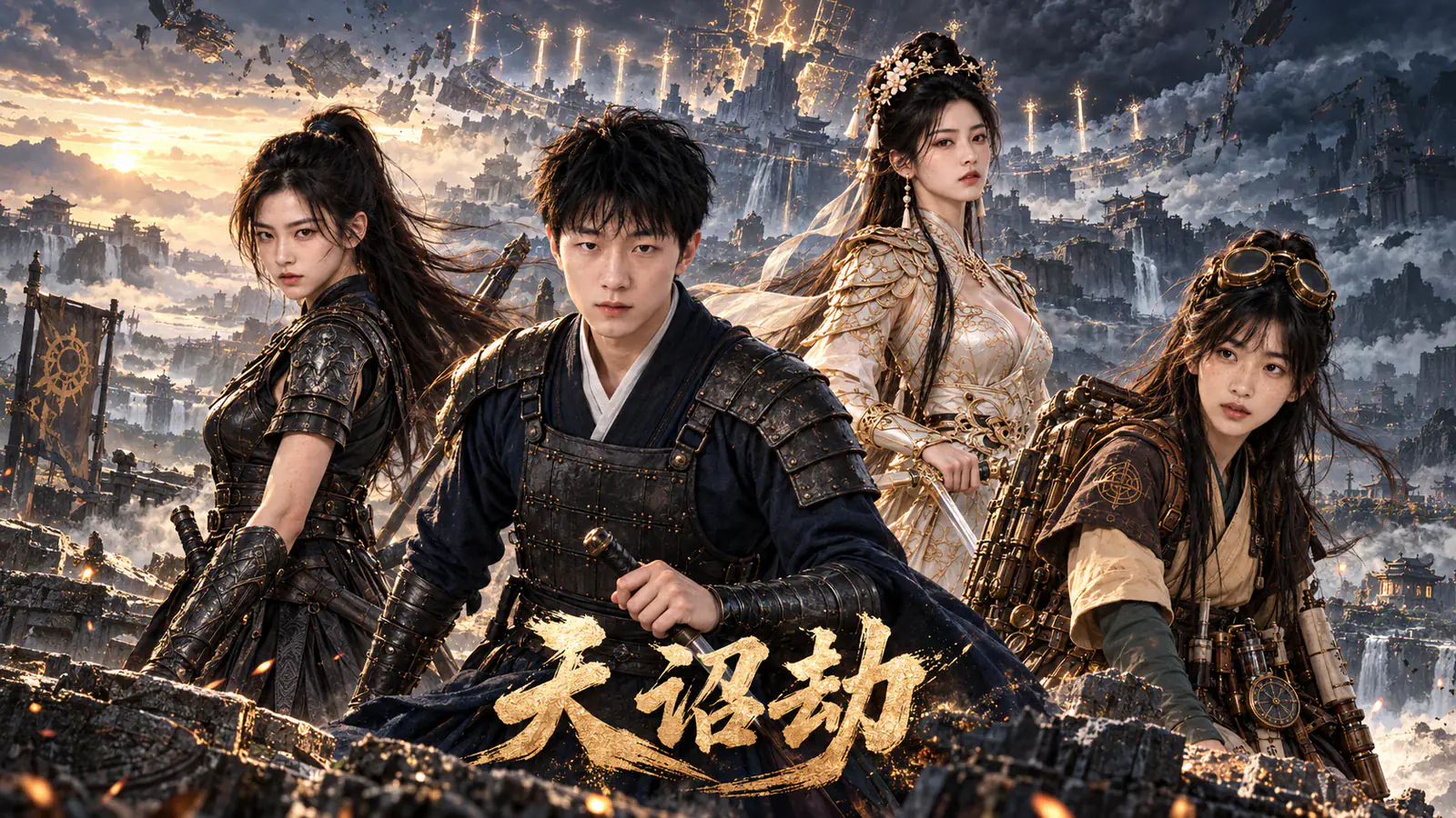 《天诏劫》四人群像封面:沈青萝、李观澜、姬昭宁与唐阿梨
